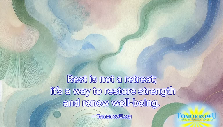 Read more about the article “Rest is not a retreat; it’s a way to restore strength and renew well-being.” — TomorrowU.org