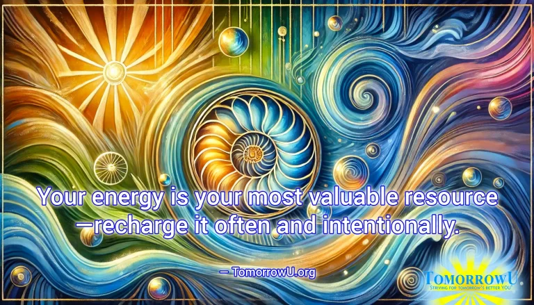 Read more about the article “Your energy is your most valuable resource —recharge it often and intentionally.” —TomorrowU.org