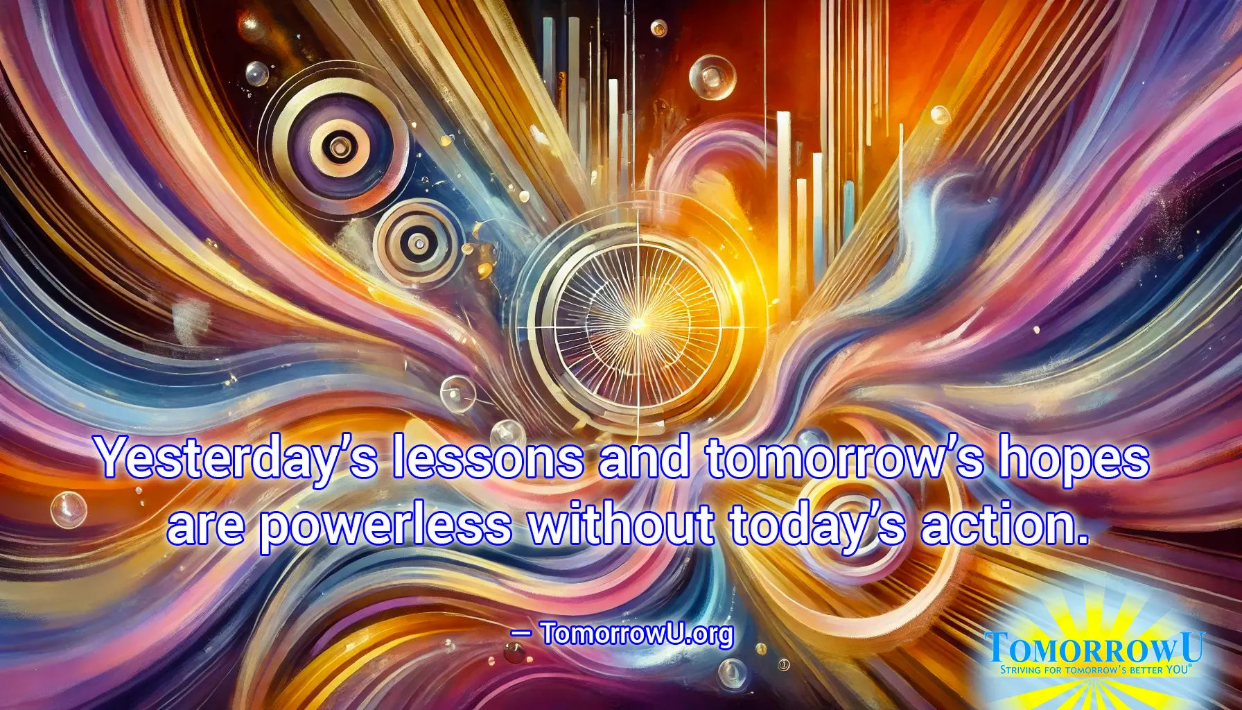 You are currently viewing “Yesterday’s lessons and tomorrow’s hopes are powerless without today’s action.” —TomorrowU.org