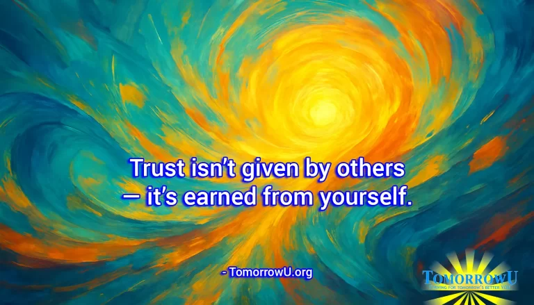 Read more about the article “Trust isn’t given by others — it’s earned from yourself.” – TomorrowU.org