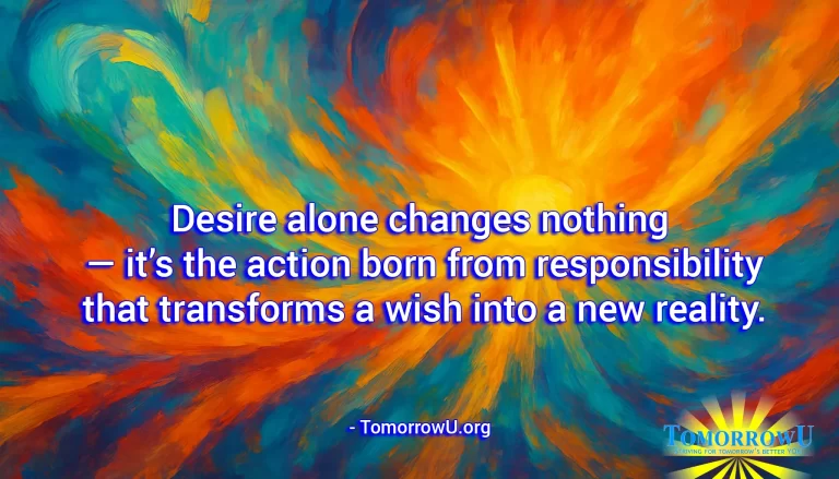 Read more about the article “Desire alone changes nothing — it’s the action born from responsibility that transforms a wish into a new reality.” — TomorrowU.org